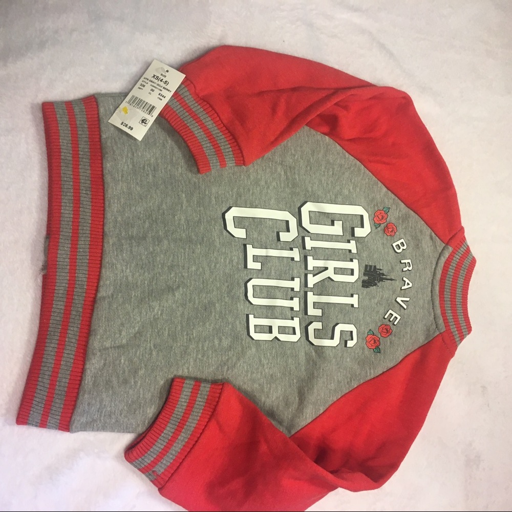 Disney Princess Bomber Jacket Kids XS 4-5 Gray Red NEW‎ Girls Club Brave Varsity - Picture 6 of 7